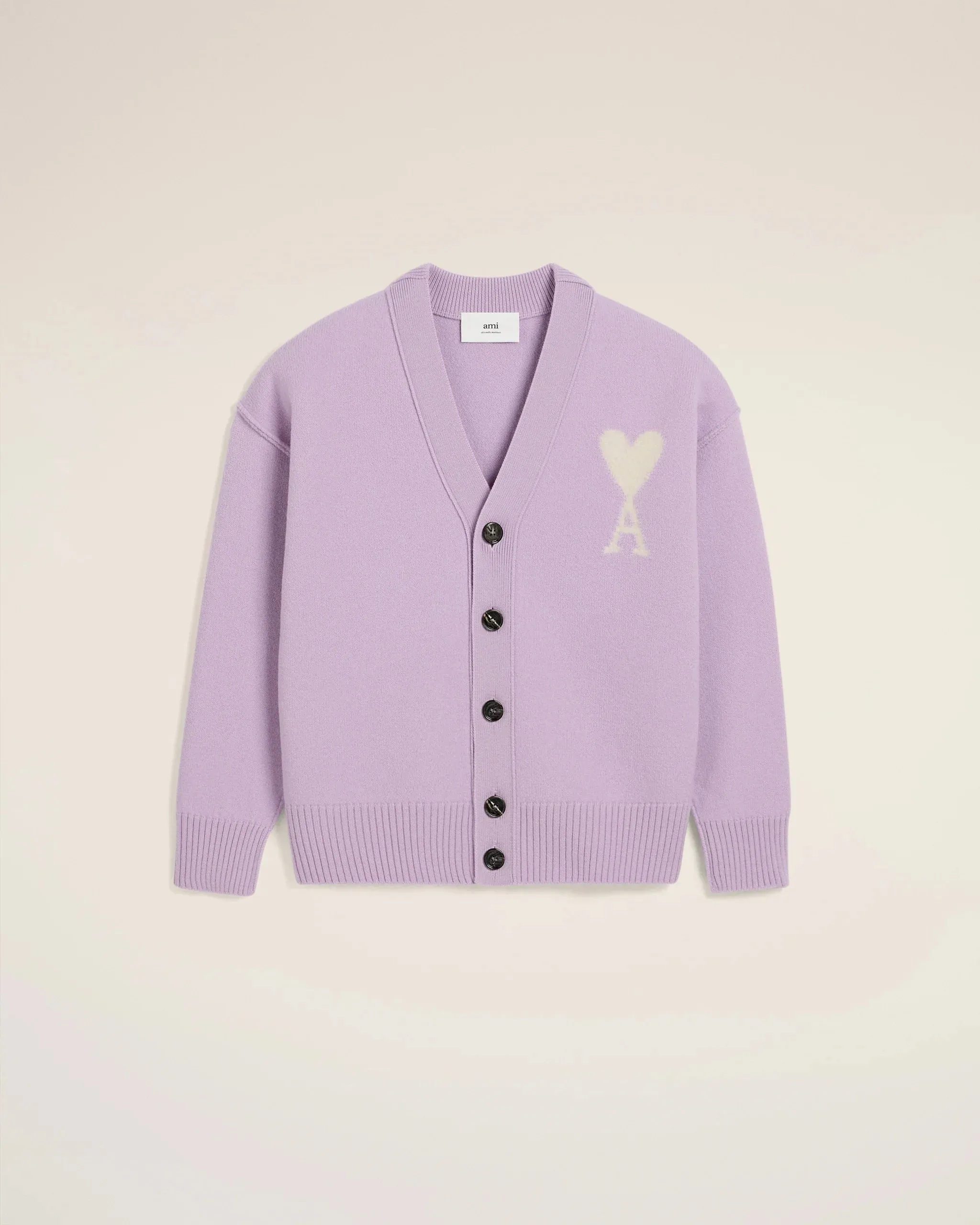 AMI PARIS LILAC AMI DE COEUR CARDIGAN