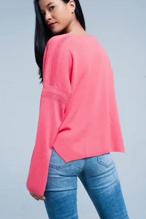Coral Glitter Fine Knitted Sweater
