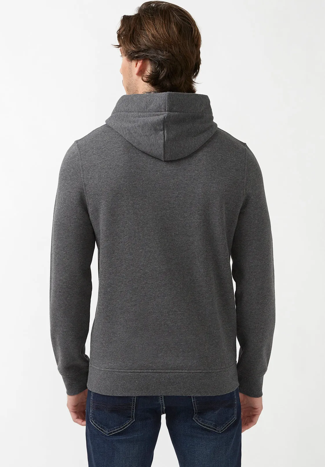 Fadol Men's Embossed Fleecy Hoodie in Heather Grey - BPM13610