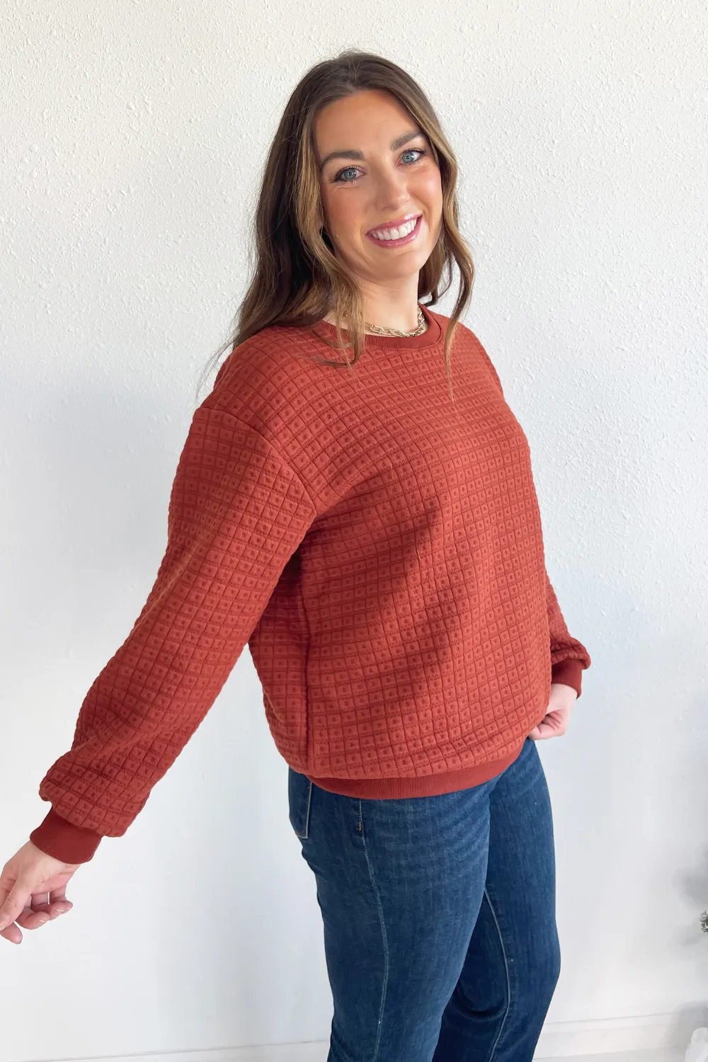Long Sleeve Quilted Pullover