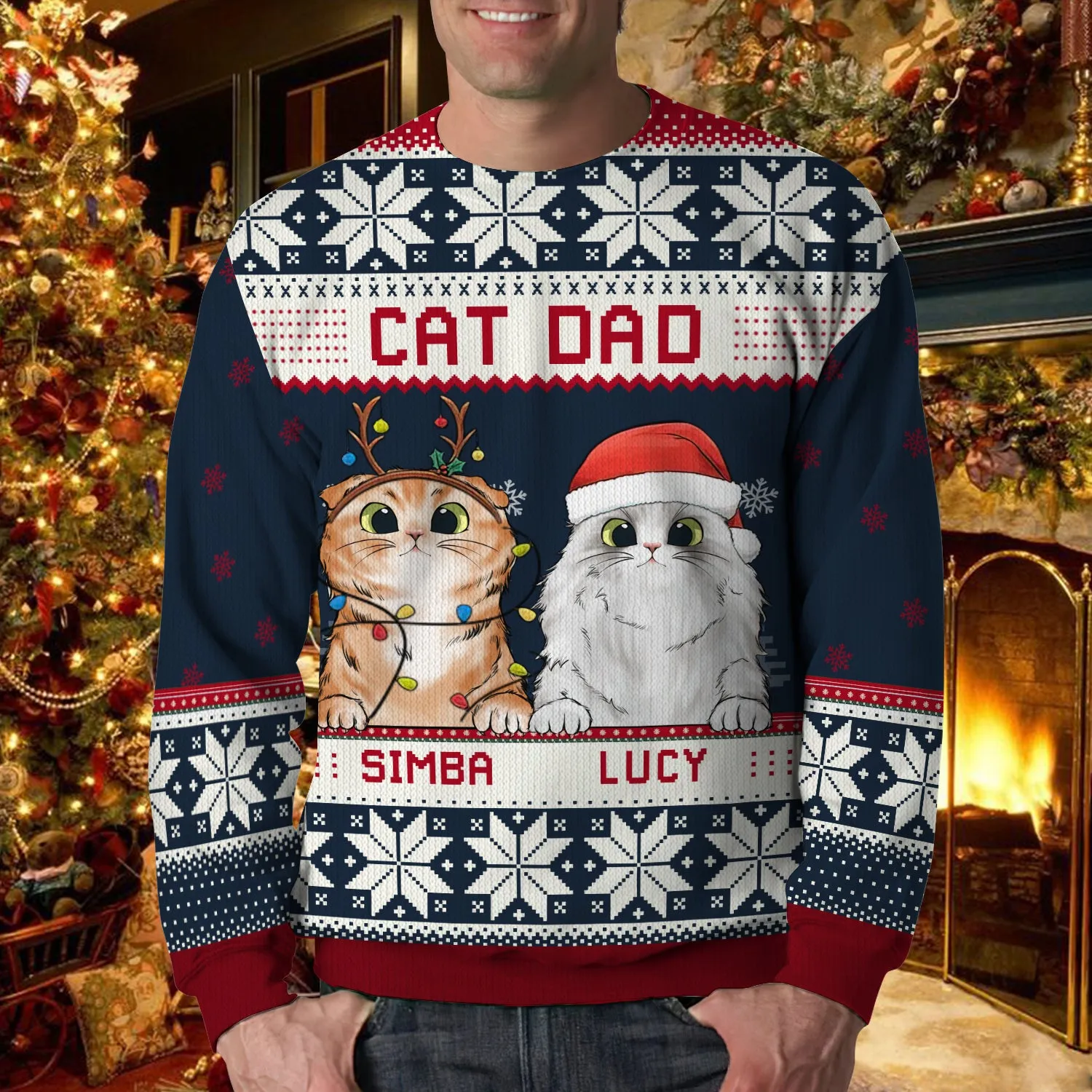 Merry Christmas, Cat Mom Cat Dad Personalized 3D Shirts Design Sweater, Christmas Gift