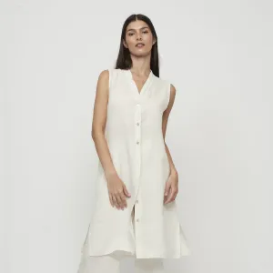 Pistache Linen Dress with Buttons